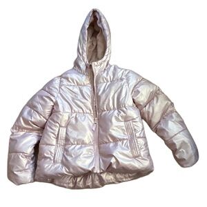 Swiss Tech Kids Metallic Rose Gold Pink Puffer Jacket Small 6-6X Fleece Lined
